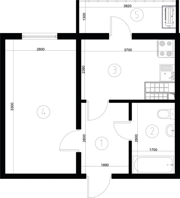 ЖК Nurli Makon в Нурафшане - 1-комнатная квартира 35,65 м², планировка, 2D