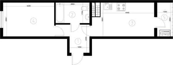 ЖК Nurli Makon в Нурафшане - 2-комнатная квартира 37,60 м², планировка, 2D