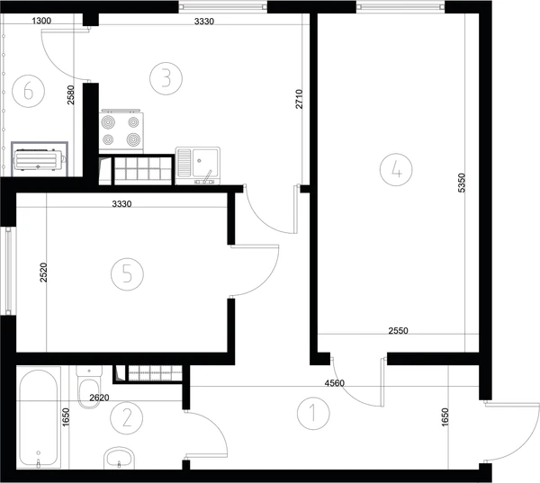 ЖК Nurli Makon в Нурафшане - 2-комнатная квартира 47,70 м², планировка, 2D