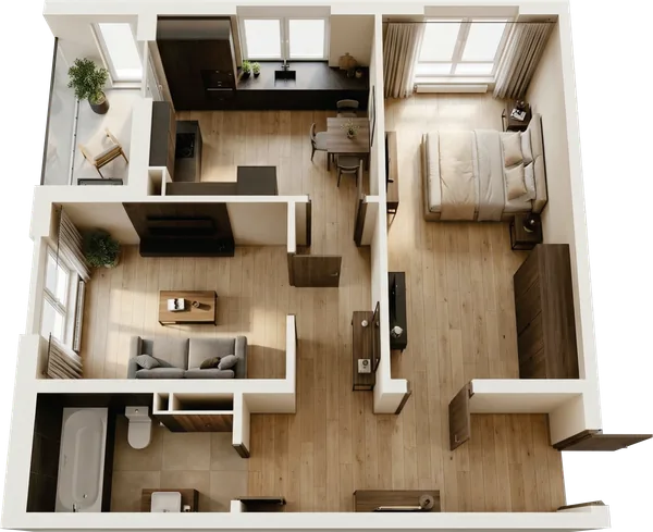 ЖК Nurli Makon в Нурафшане - 2-комнатная квартира 47,70 м², планировка