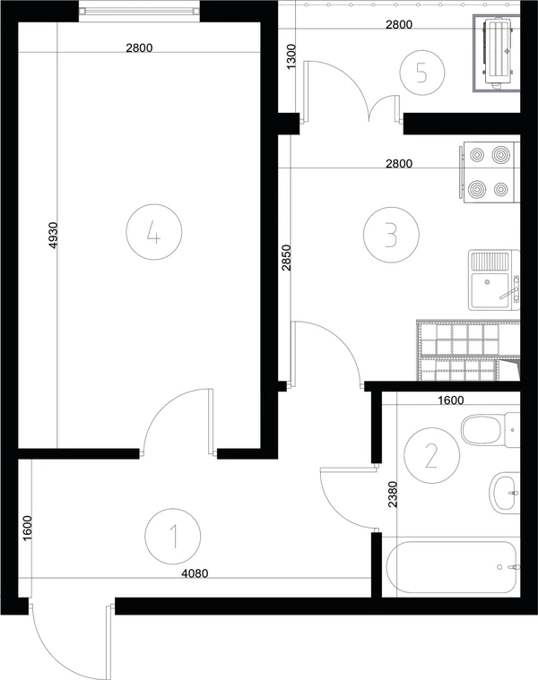 ЖК Nurli Makon в Нурафшане - 1-комнатная квартира 33,75 м², планировка, 2D